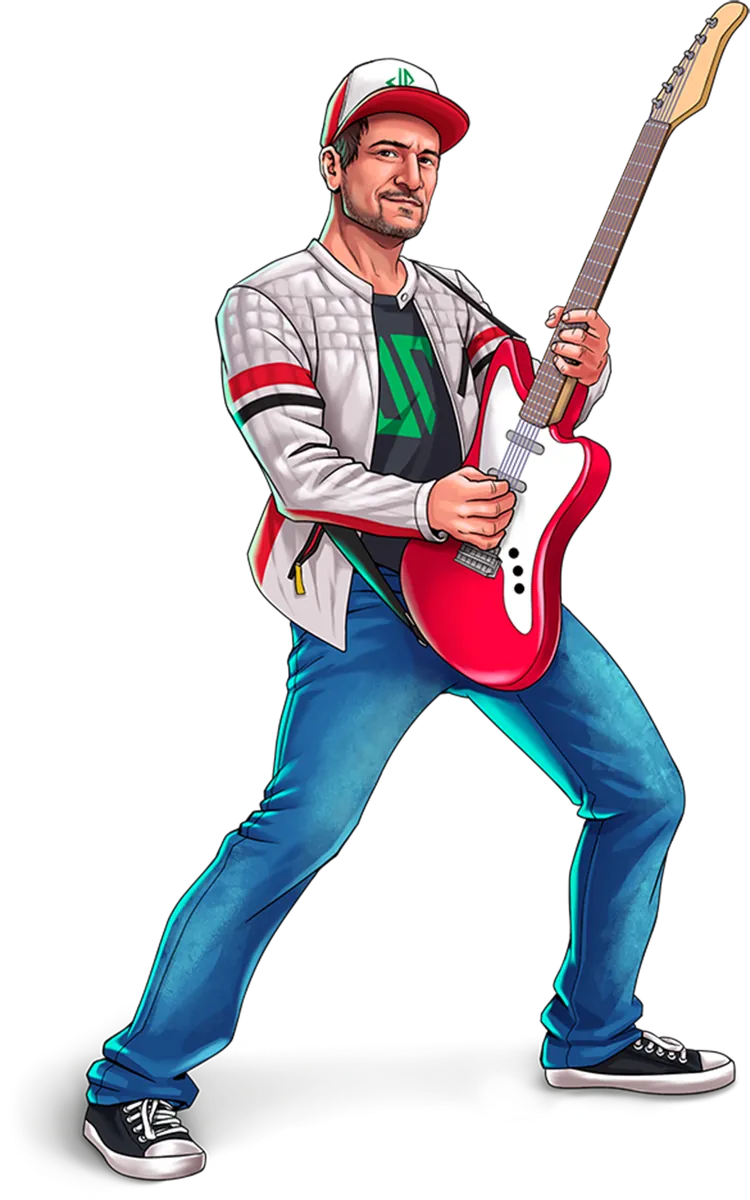 Jason Paige playing guitar