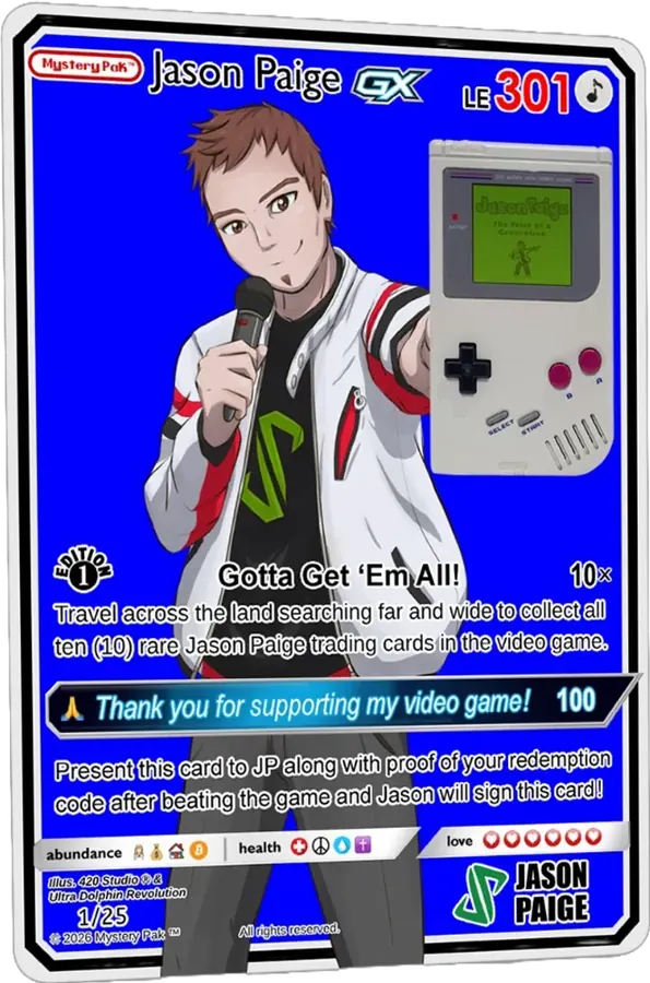 Mystery Pak blue Jason Paige trading card