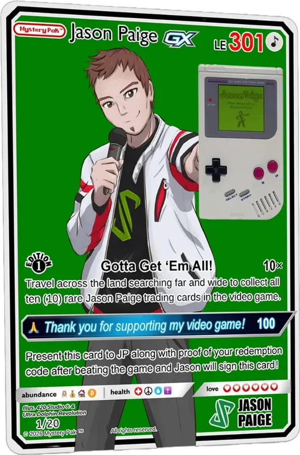 Mystery Pak green Jason Paige trading card