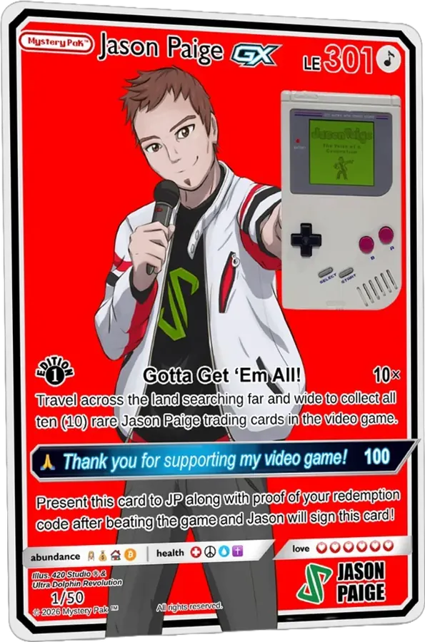 Mystery Pak red Jason Paige trading card