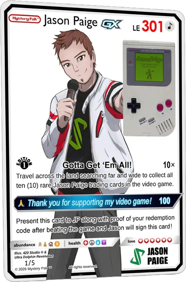 Mystery Pak white Jason Paige trading card