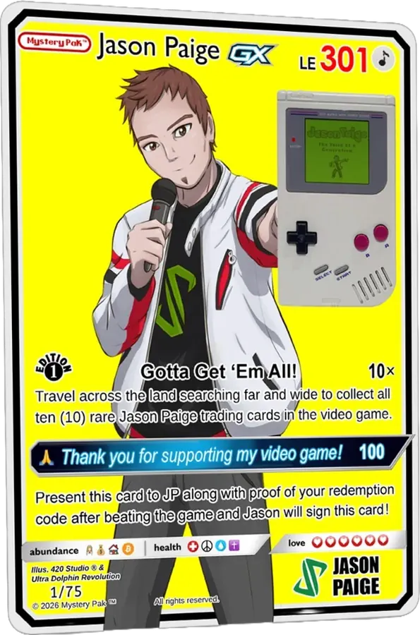 Mystery Pak yellow Jason Paige trading card
